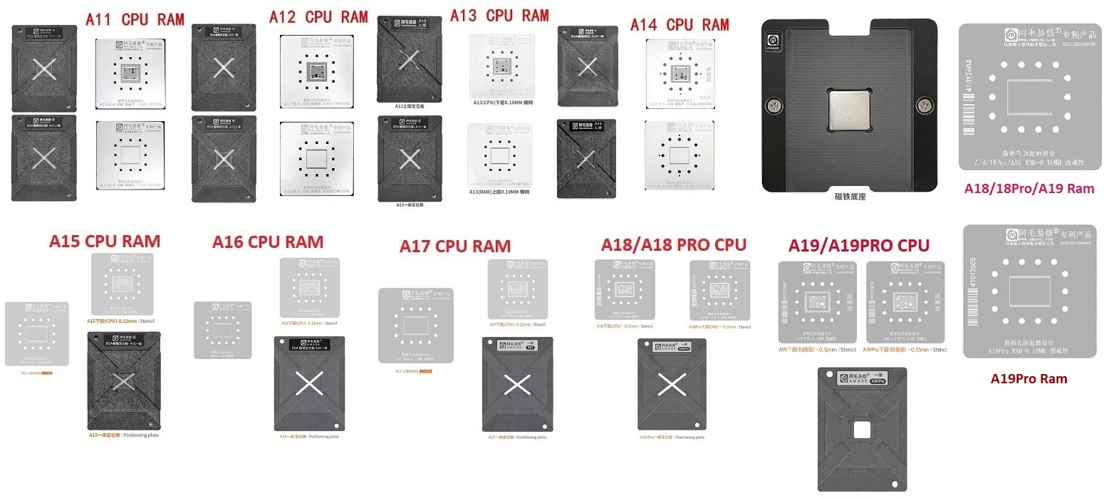 Amaoe İşlemci ve Ram Kalıp Seti (A11/A12/A13/A14/A15/A16/A17/A18/A18Pro/A19/A19Pro)